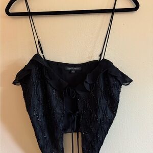 Black Ruffled Women's Top
